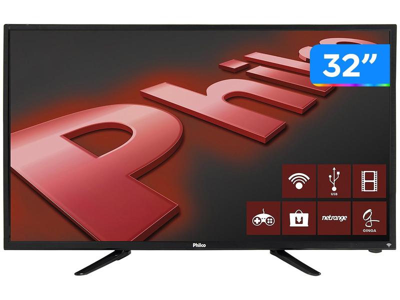 Smart TV 32” HD LED Philco PH32B51DSGWA - Wi-Fi 2 HDMI 2 USB